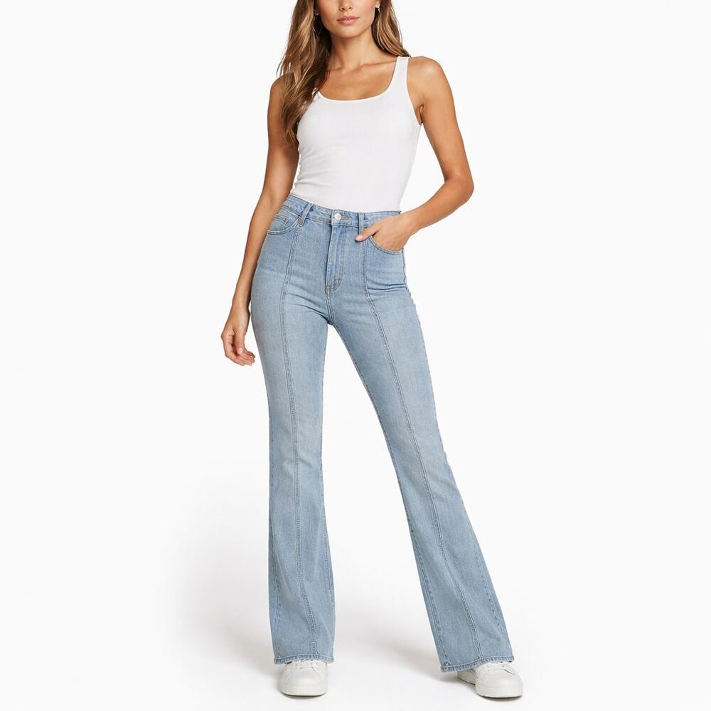 Levis 725 High Rise Bootcut Jeans Womens Sz 32x32 Front Seam Flare Stretch Denim